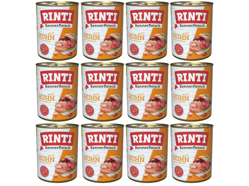 Rinti Nassfutter Kennerfleisch pur Dose Huhn, 12 x 800 g