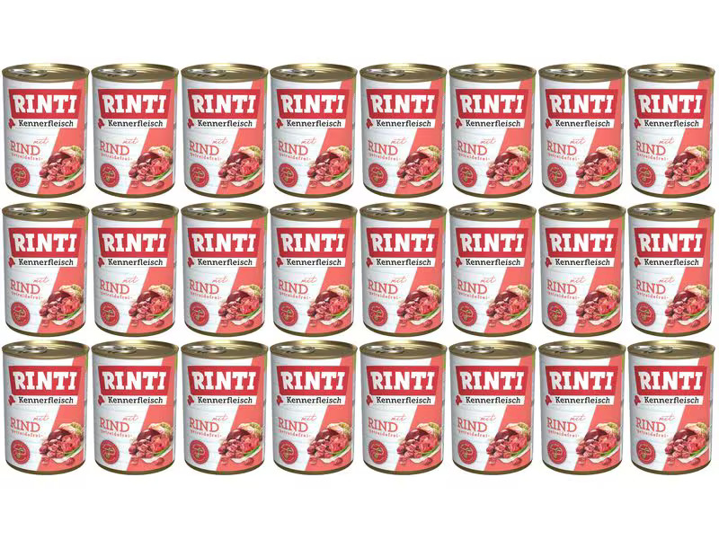 Rinti Nassfutter Kennerfleisch pur Dose Rind, 24 x 400 g