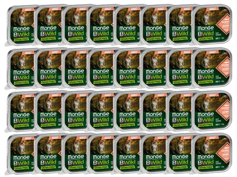 Monge Nassfutter Katze Bwild GF Sterilisiert Lachs 32x100g