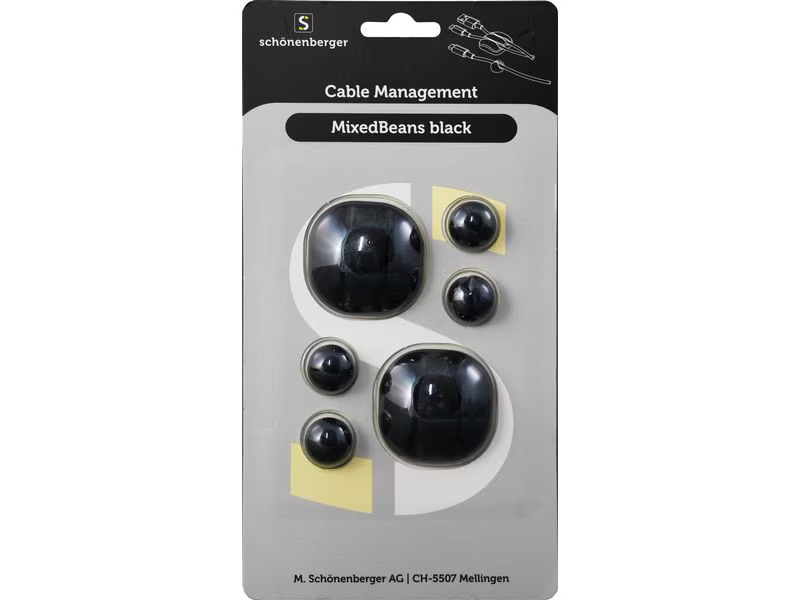 Schönenberger Kabelhalterungen 2 x Ø 35 mm, 4 x Ø 15 mm, Schwarz