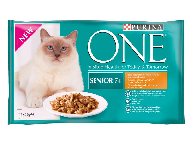 Purina ONE Nassfutter Senior 7+ Huhn, 4 x 85 g