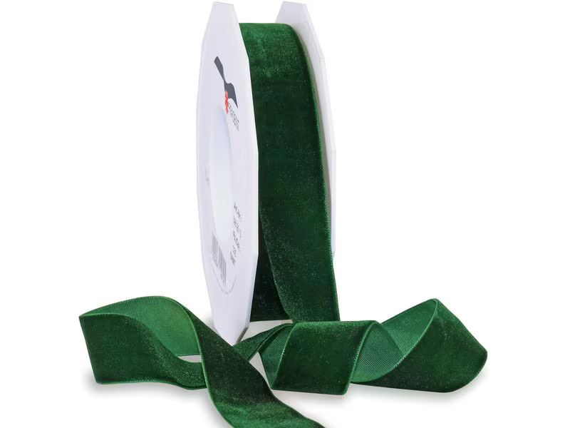 Pattberg Geschenkband Samt 25 mm x 10 m, Dunkelgrün