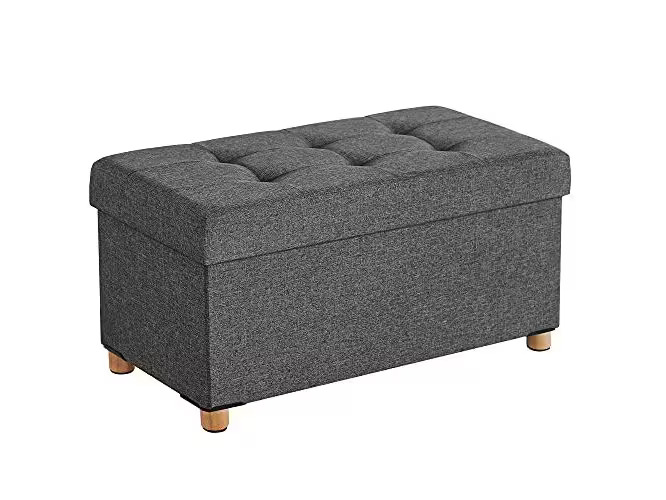 Songmics Truhe mit Deckel 76 x 38 x 40 cm, Dunkelgrau