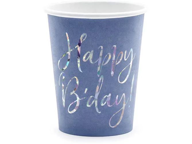 Partydeco Einwegbecher Happy Birthday 220 ml, 6 Stück