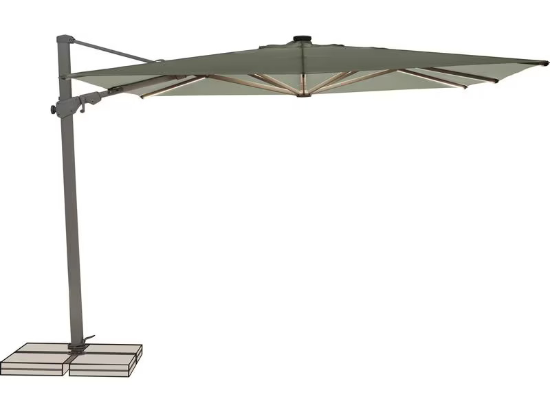 Suncomfort by Glatz Sonnenschirm Varioflex Solar LED, 300 x 300 cm, Light Grey