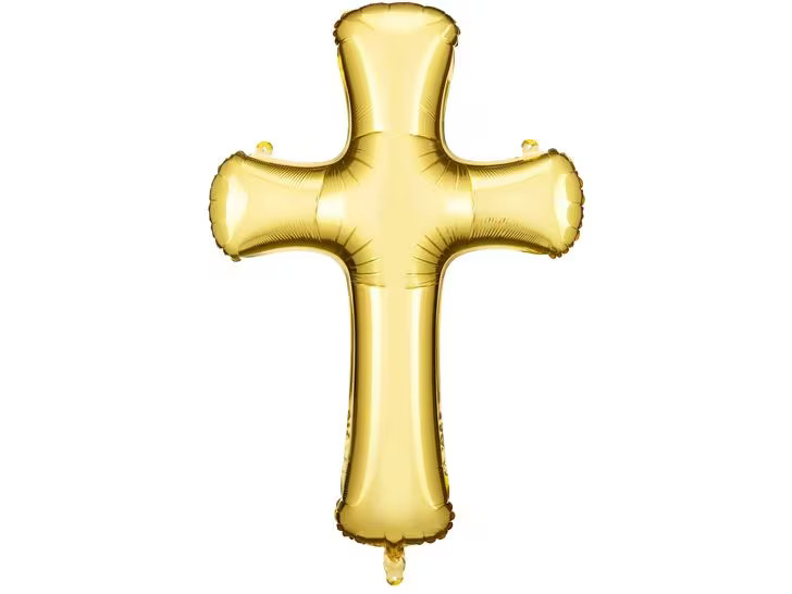 Partydeco Folienballon Kreuz Gold, 103.5 x 74.5 cm