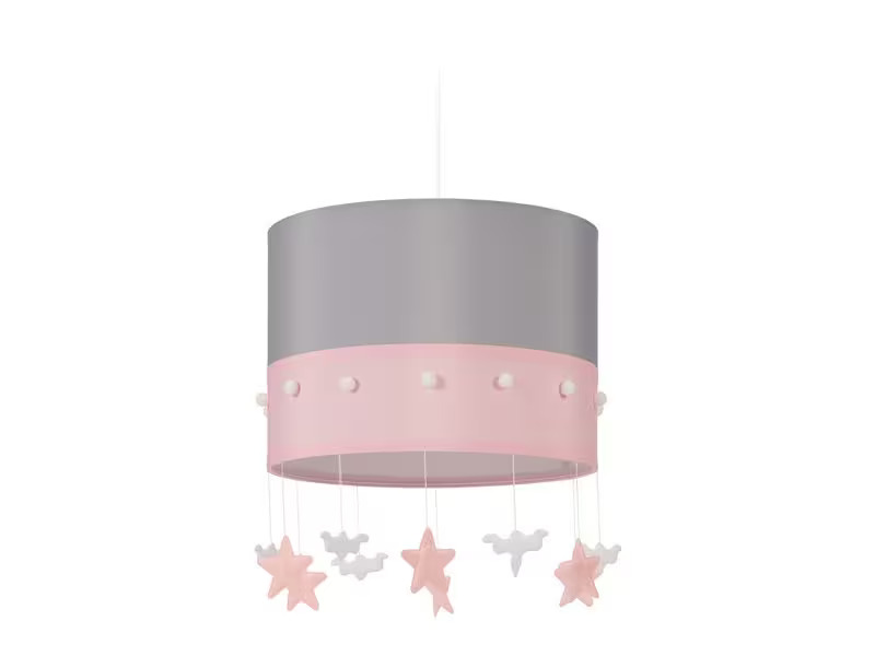 relaxdays Hängelampe Himmel Grau/Rosa/Weiss