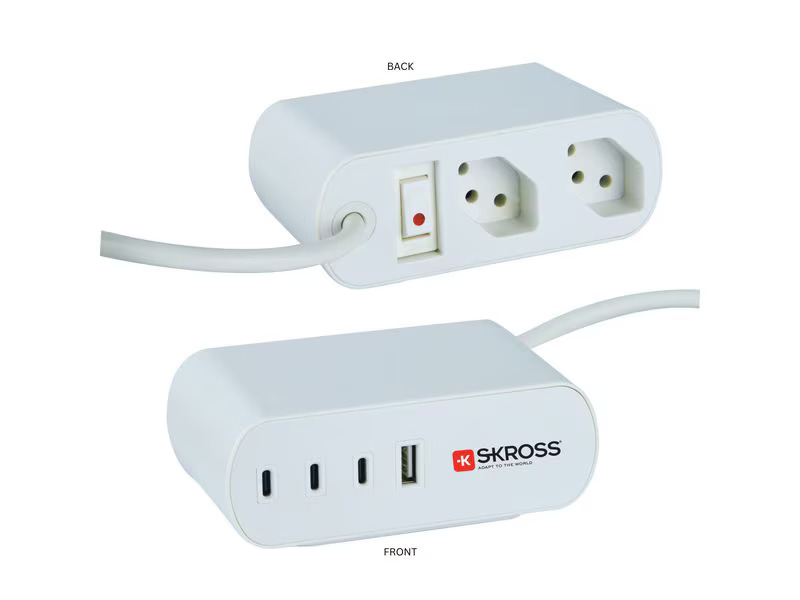 SKROSS Steckdosenleiste Home Station 2xT13, 3xUSB-C, 1xUSB-A, 3 m
