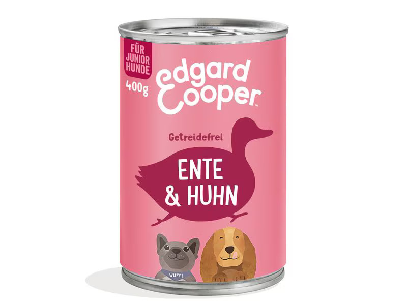 Edgard &amp; Cooper Nassfutter Junior Ente + Huhn, 6 x 400 g