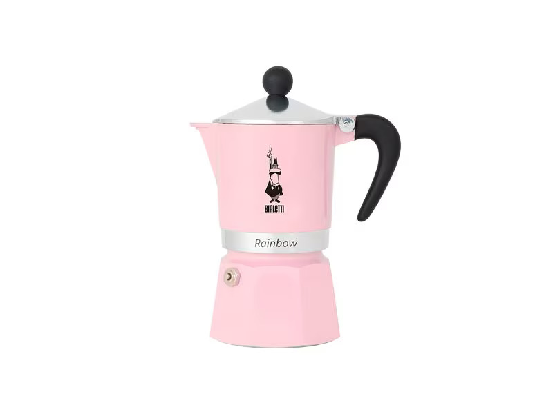 Bialetti Espressokocher Rainbow für 3 Tassen, Rosa