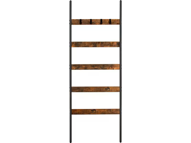 VASAGLE Leiter mit 5 Sprossen 65 x 178 cm, Braun/Schwarz