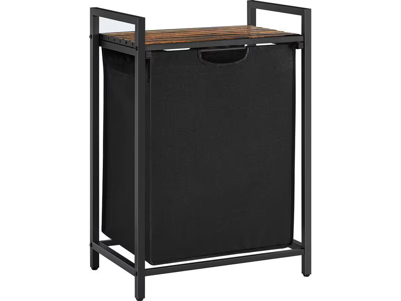 VASAGLE Wäschekorb  mit Ablage 65 l, Schwarz