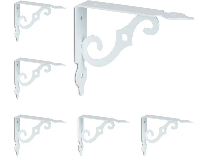 relaxdays Regalträger 6er Set 11 x 14 cm, Weiss