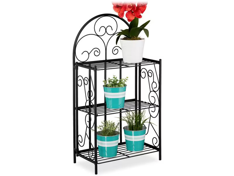 relaxdays Pflanzenständer Antik 83 cm, Schwarz
