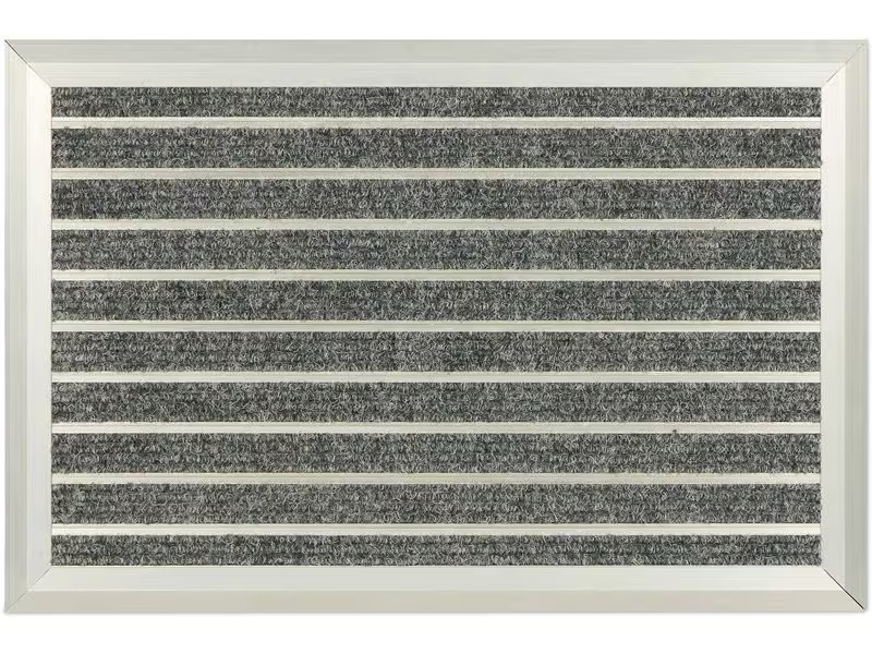 relaxdays Fussmatte Aluminium 40 cm x 60 cm, Grau/Silber