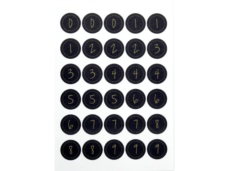 Artoz Zahlensticker 0-9, 6 Stück Gold/Schwarz
