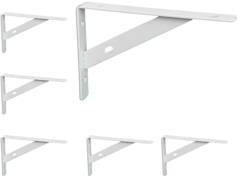 relaxdays Regalträger 6er Set 9.5 x 15 cm, Weiss