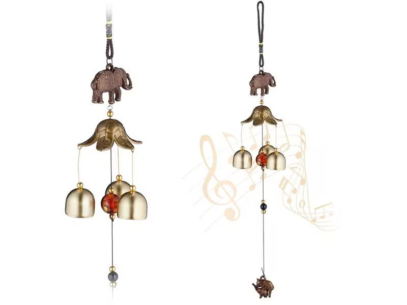 relaxdays Windspiel Feng Shui Elefanten 45.5 cm