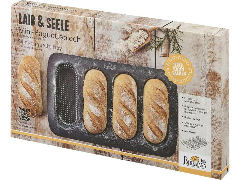 RBV Birkmann Brot-Backform Baguette Mini 4 Mulden