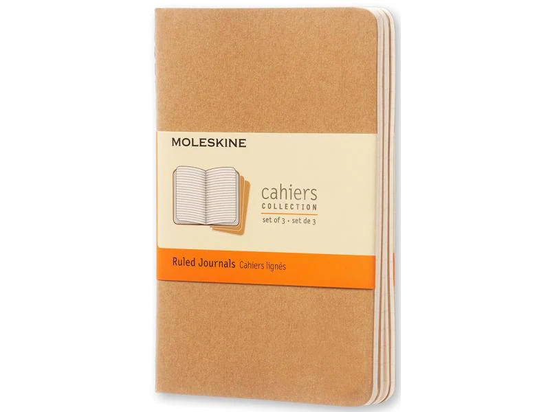 Moleskine Notizbuch A6 Liniert, Hellbraun, 3-teilig