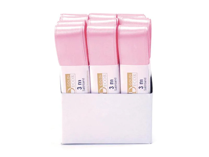 GOLDINA Satinband 25 mm x 3 m, Rosa, 1 Stück