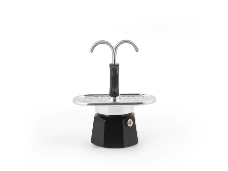 Bialetti Espressokocher New Mini Express 2 Tassen, Schwarz/Silber