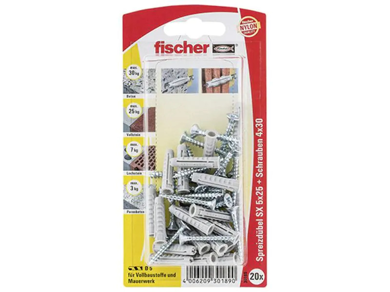 Fischer Dübel SX 5 x 25 S, 20 Stück