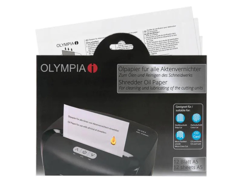Olympia Ölpapier für Aktenvernichter Ölpapier, 12 Blatt  12 Stück
