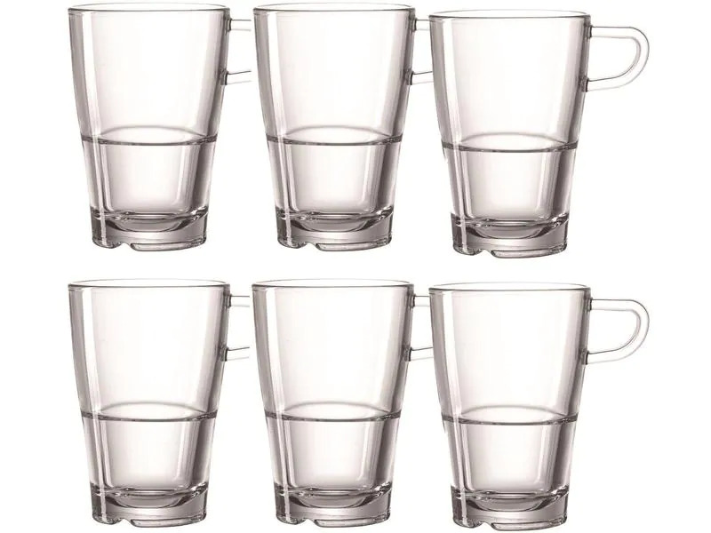 Leonardo Latte Macchiato Tasse Senso 350 ml, 6 Stück, Transparent