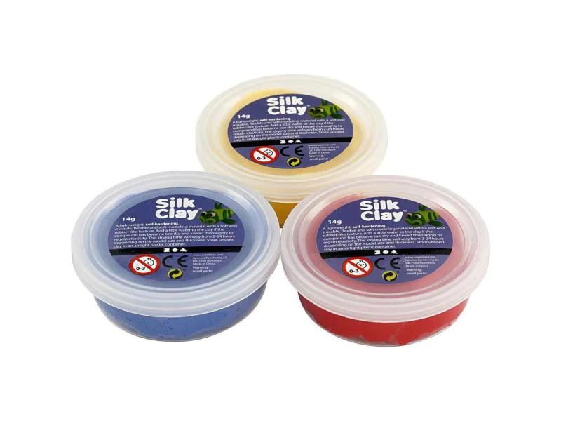 Creativ Company Modellier-Set Silk Clay 3 x 14 g Gelb; Rot; Blau