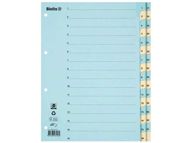 Biella Register A4 1 - 31 Karton