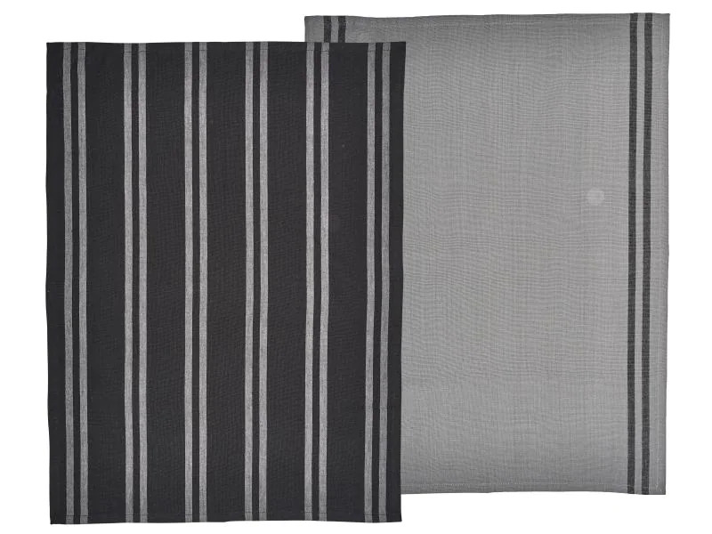 Södahl Geschirrtuch-Set Soft 2 Stück, Grau/Schwarz