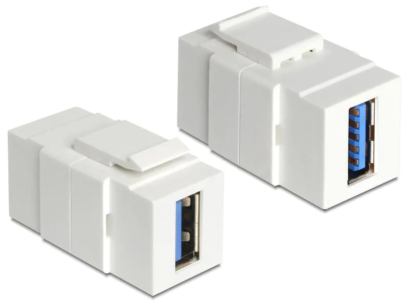 Delock Keystone-Modul USB 3.0, A – A, (f-f) Weiss