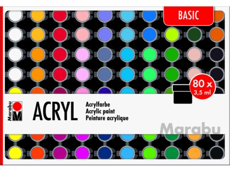Marabu Acrylfarbe Set Basic, 80 x 3.5 ml