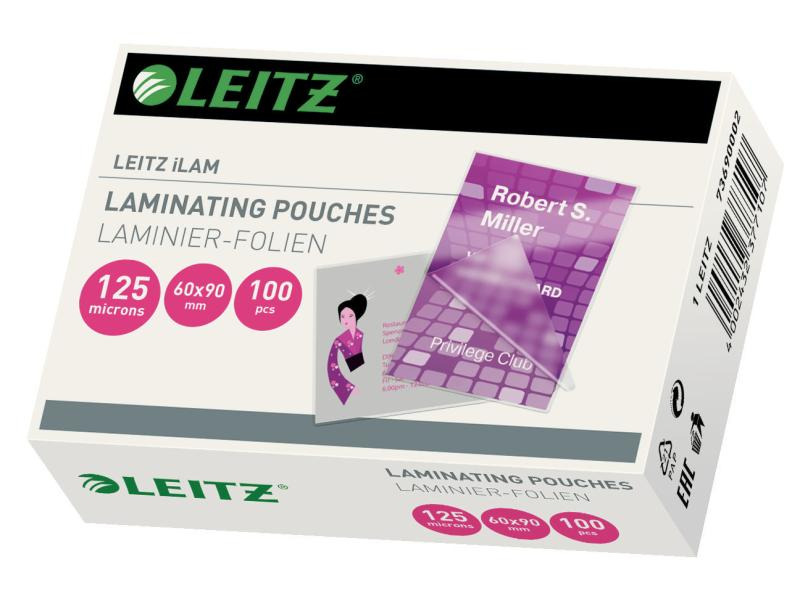 Leitz Laminierfolie 60 x 90 mm, 125 µm, 100 Stück, Glänzend