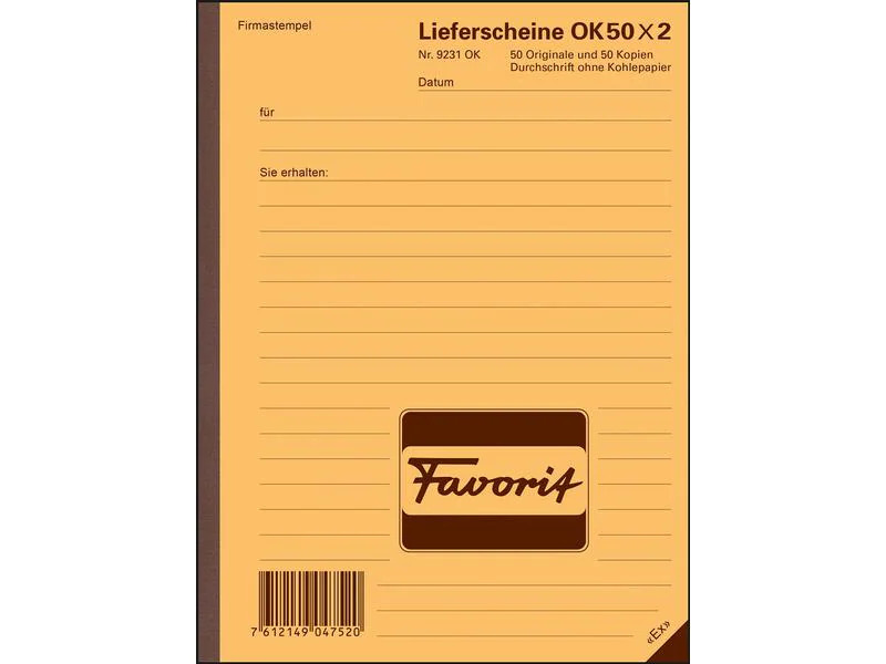 Favorit Durchschreibeblock A5 Lieferschein, Rot/Weiss