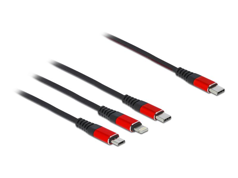 Delock USB-Ladekabel  USB C - Lightning/Micro-USB B/USB C 0.3 m