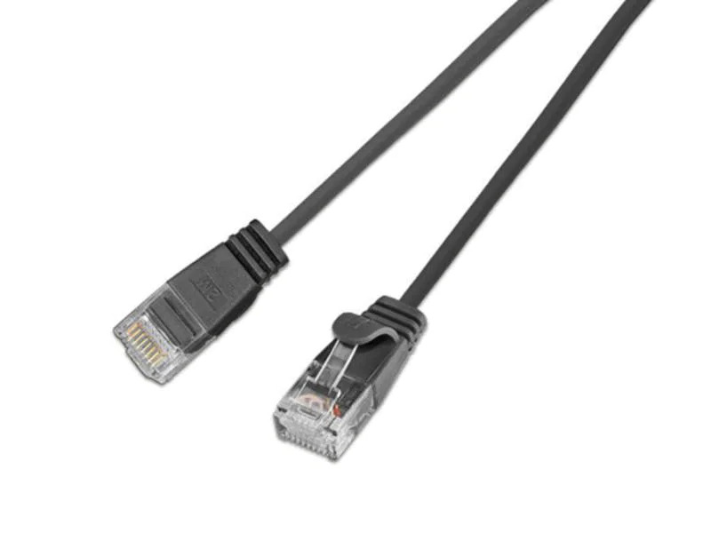 SLIM Slimpatchkabel RJ-45 - RJ-45, Cat 6, UTP, 0.15 m, Schwarz