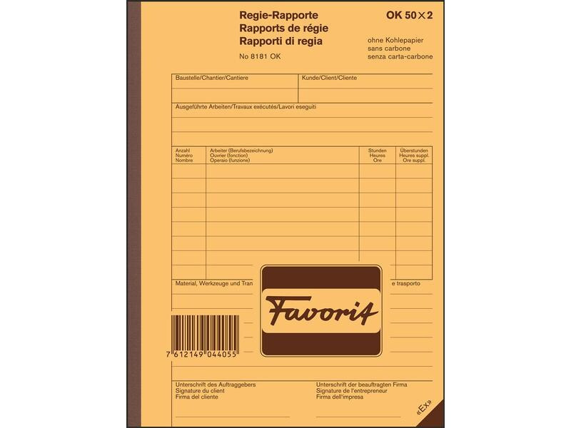 Favorit Durchschreibeblock 156 x 210 mm, Regie-Rapporte