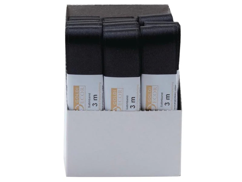 GOLDINA Satinband 25 mm x 3 m, Schwarz, 1 Stück