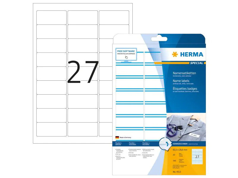 HERMA Namensetiketten 4513 63.5 x 29.6 mm, Blau