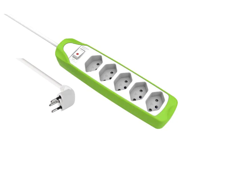 Schönenberger Steckdosenleiste 5x T13 Weiss / Grün