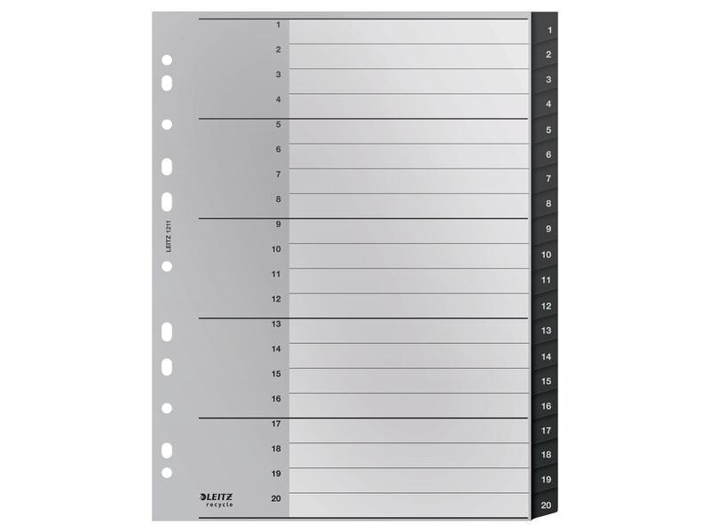 Leitz Register Recycle PC-beschriftbares Register 1-20, A4