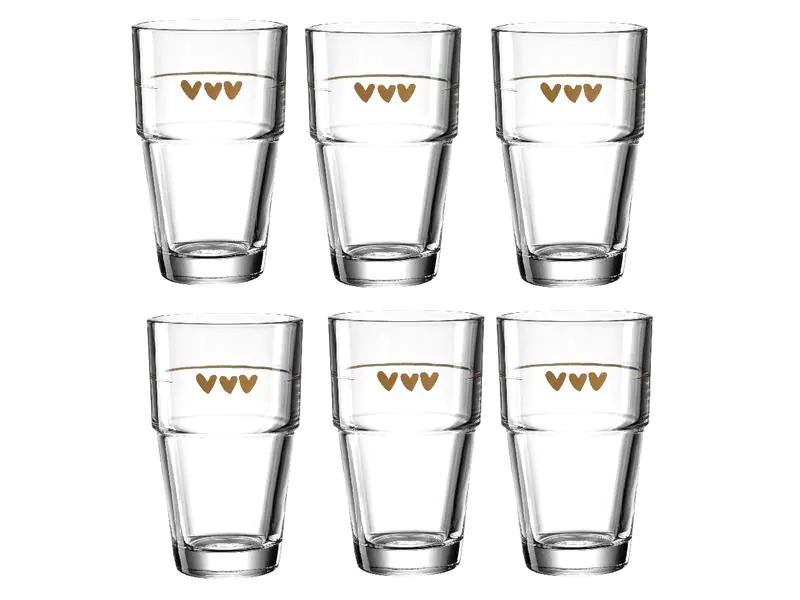 Leonardo Latte Macchiato Becher Solo Herz 410 ml, 6 Stück