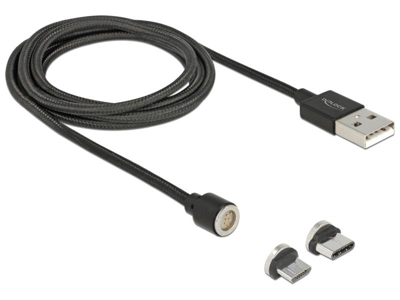 Delock USB-Kabel magnetisch 2in1 USB A - Micro-USB B/USB C 1.1 m