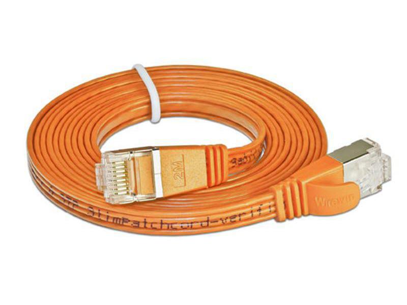 SLIM Slimpatchkabel RJ-45 - RJ-45, Cat 6, STP, 0.15 m, Orange