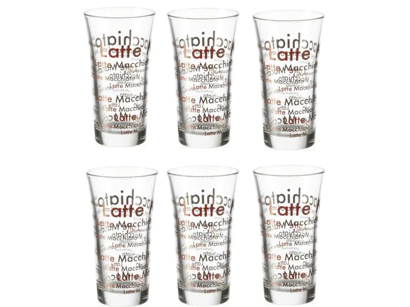 Montana Latte Macchiato Tasse Enjoy 285 ml, 6 Stück, Transparent