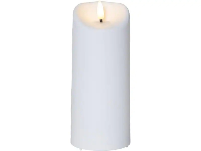 Star Trading LED-Kerze Pillar Flamme Ø 7.5 x 18 cm, Weiss