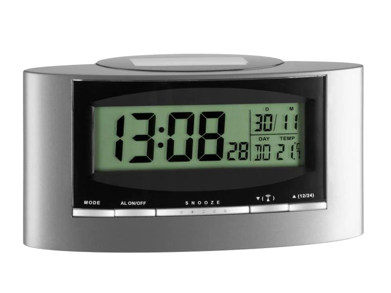 TFA Dostmann Funkuhr Solar Silber