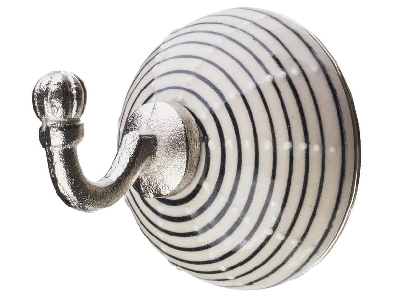 Tranquillo Wandhaken aus Keramik Weiss, gestreift